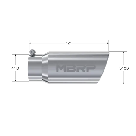 MBRP Universal Tip 5 O.D. Angled Rolled End 4 inlet 12 length