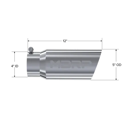 MBRP Universal Tip 5 O.D. Angled Single Walled 4 inlet 12 length