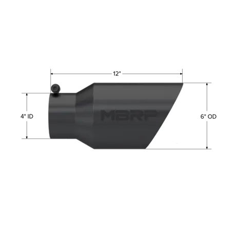 MBRP Universal Tip 6 O.D. Dual Wall Angled 4 inlet 12 length - Black Finish