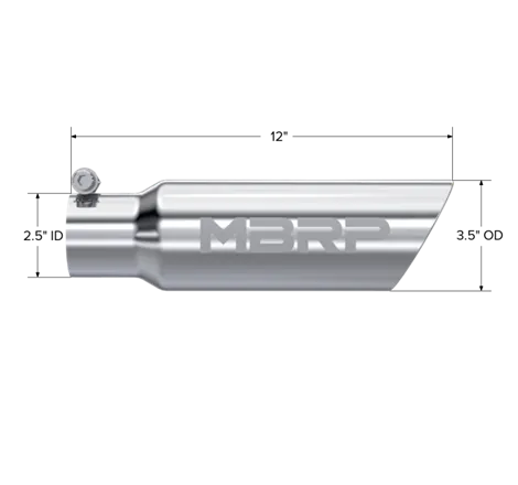 MBRP Universal Tip 3in O.D. Dual Wall Angled 2 inlet 12 length