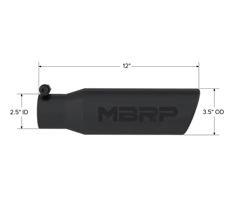 MBRP Universal Tip 3in O.D. Angled Rolled End 2 inlet 12 length - Black Finish