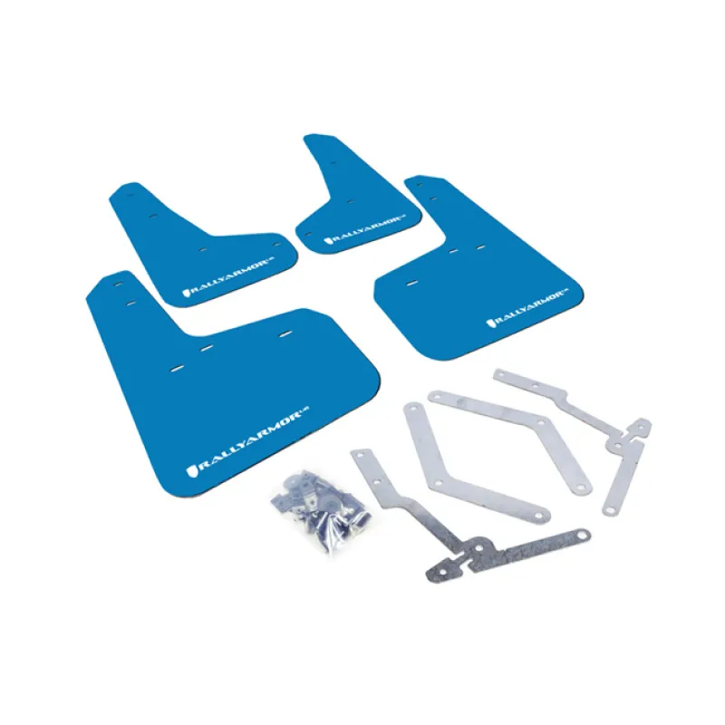 Rally Armor 12-19 Ford Focus ST / 16-19 RS Nitrous Blue UR Mud Flap w/White Logo