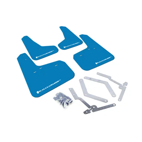 Rally Armor 12-19 Ford Focus ST / 16-19 RS Nitrous Blue UR Mud Flap w/White Logo