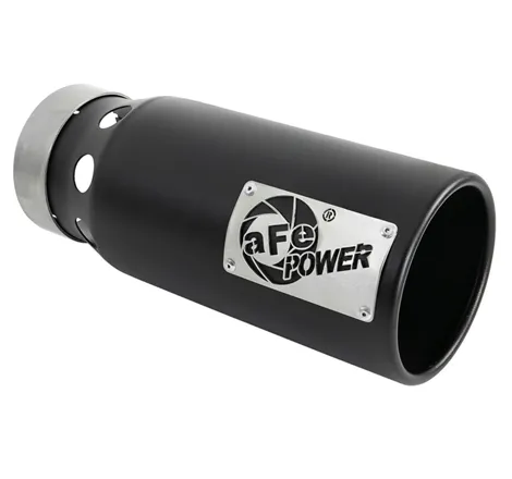 aFe SATURN 4S 4in SS Intercooled Exhaust Tip - Black 4in In x 5in Out x 12in L Bolt-On