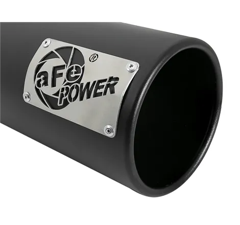 aFe SATURN 4S 4in SS Intercooled Exhaust Tip - Black 4in In x 5in Out x 12in L Bolt-On