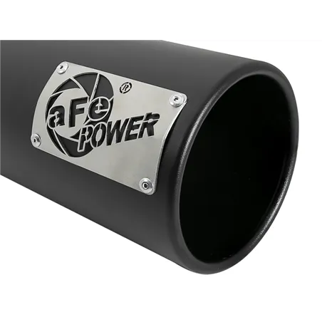 aFe SATURN 4S 4in SS Intercooled Exhaust Tip - Black 4in In x 5in Out x 12in L Bolt-On