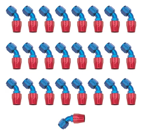 Russell Performance -10 AN Red/Blue 45 Degree Full Flow Hose End (25 pcs.)