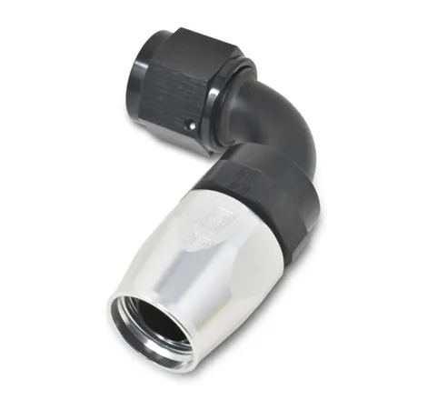 Russell Performance -12 AN Black/Silver 90 Degree Full Flow Hose End