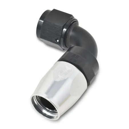 Russell Performance -12 AN Black/Silver 90 Degree Full Flow Hose End