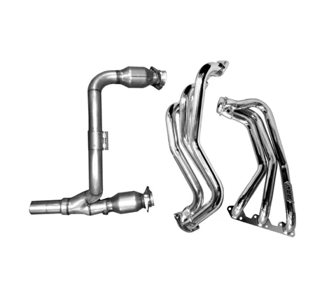 BBK 07-11 Jeep 3.8 V6 Long Tube Exhaust Headers And Y Pipe And Converters - 1-5/8 Silver Ceramic