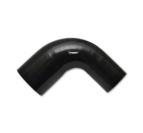 Vibrant 2.25in ID x 2.5in ID x 4in Long Gloss Black Silicone 90 Degree Transition Elbow