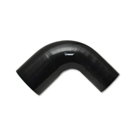 Vibrant 2.25in ID x 2.5in ID x 4in Long Gloss Black Silicone 90 Degree Transition Elbow