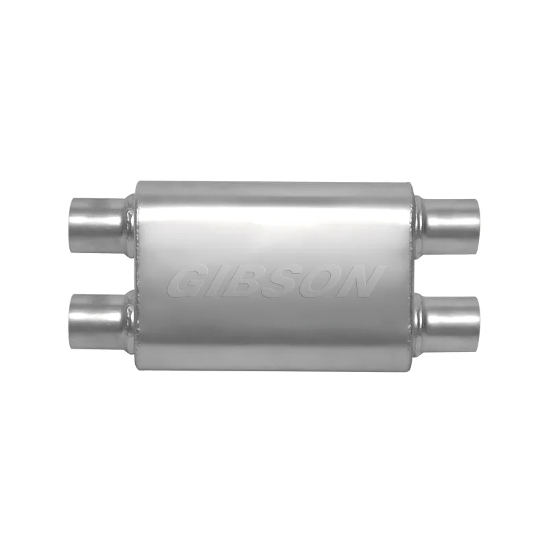 Gibson CFT Superflow Dual/Dual Oval Muffler - 4x9x18in/2.5in Inlet/2.5in Outlet - Stainless