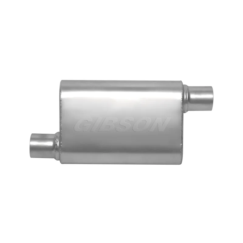 Gibson CFT Superflow Offset/Offset Oval Muffler - 4x9x13in/2.25in Inlet/2.25in Outlet - Stainless