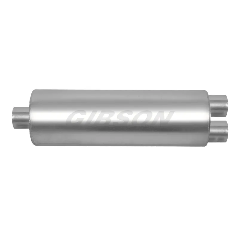 Gibson SFT Superflow Center/Dual Round Muffler - 8x24in/3.5in Inlet/3in Outlet - Stainless