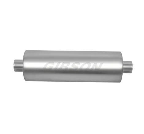 Gibson SFT Superflow Center/Center Round Muffler - 8x24in/2.5in Inlet/3in Outlet - Stainless