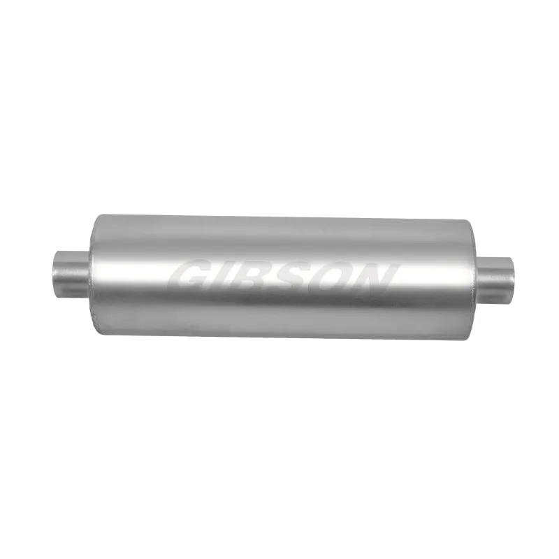 Gibson SFT Superflow Center/Center Round Muffler - 8x24in/2.5in Inlet/3in Outlet - Stainless