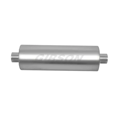 Gibson SFT Superflow Center/Center Round Muffler - 8x24in/2.5in Inlet/3in Outlet - Stainless