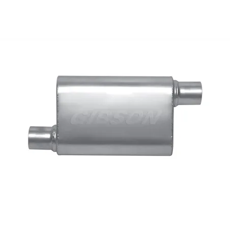 Gibson MWA Superflow Offset/Offset Oval Muffler - 4x9x14in/2.25in Inlet/2.25in Outlet - Stainless