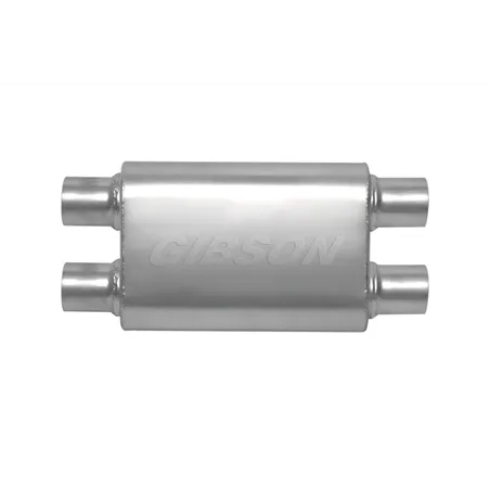 Gibson MWA Superflow Dual/Dual Oval Muffler - 4x9x14in/2.5in Inlet/2.5in Outlet - Stainless