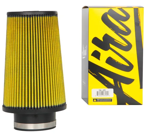 Airaid Universal Air Filter - Cone 3-1/2in Flange x 6in Base x 4-5/8in Top x 9in Height - Synthaflow