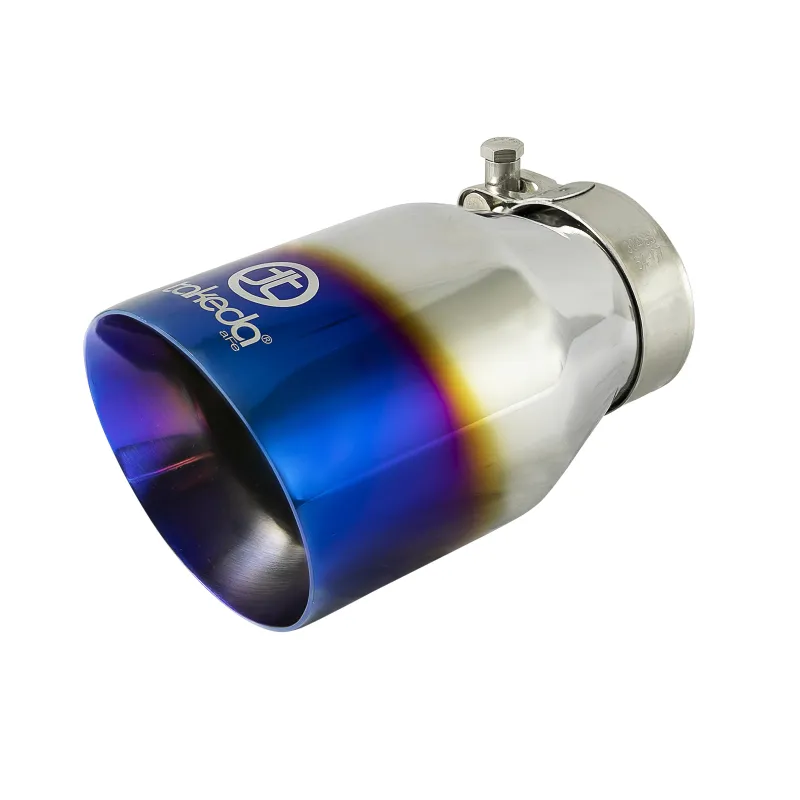 aFe Takeda 304 Stainless Steel Clamp-On Exhaust Tip 2.5in Inlet / 4in Outlet - Blue Flame