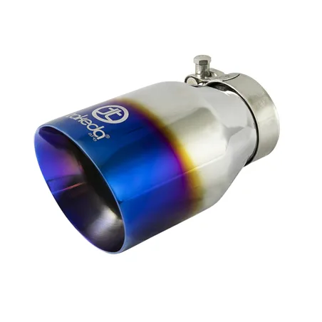 aFe Takeda 304 Stainless Steel Clamp-On Exhaust Tip 2.5in Inlet / 4in Outlet - Blue Flame