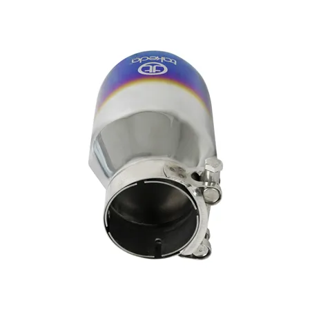 aFe Takeda 304 Stainless Steel Clamp-On Exhaust Tip 2.5in Inlet / 4in Outlet - Blue Flame