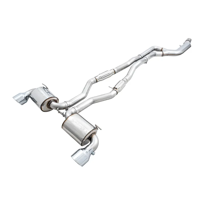 AWE 2020 Toyota Supra A90 Resonated Touring Edition Exhaust - 5in Chrome Silver Tips