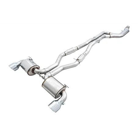 AWE 2020 Toyota Supra A90 Resonated Touring Edition Exhaust - 5in Chrome Silver Tips