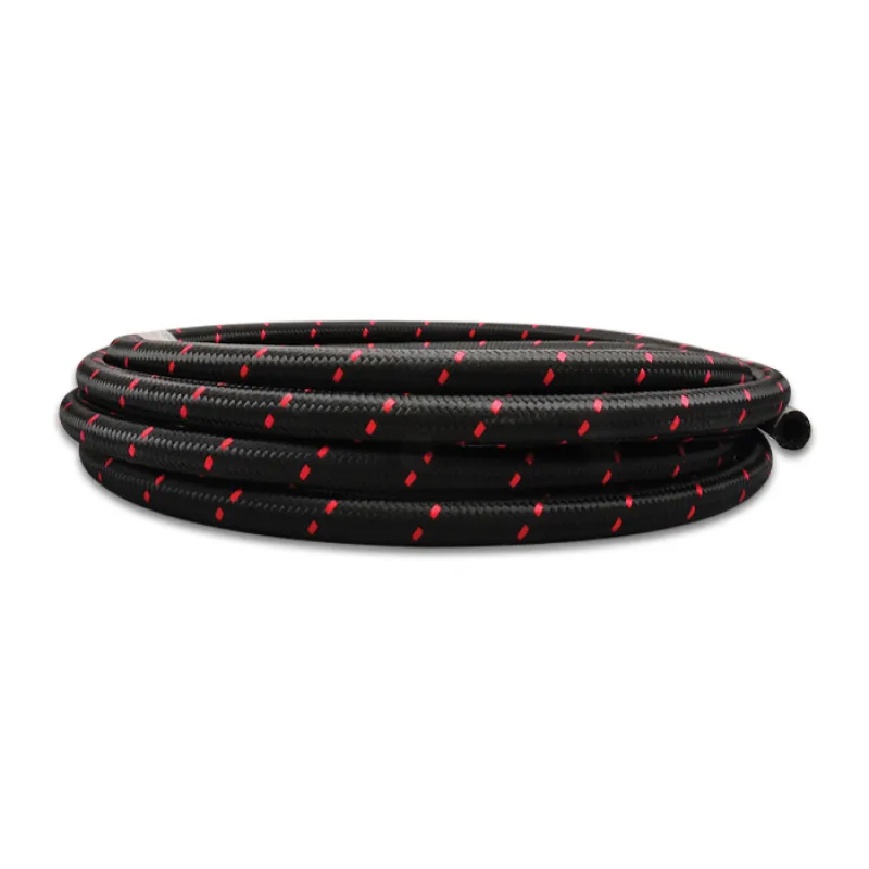 Vibrant -10 AN Two-Tone Black/Red Nylon Braided Flex Hose (10 foot roll)