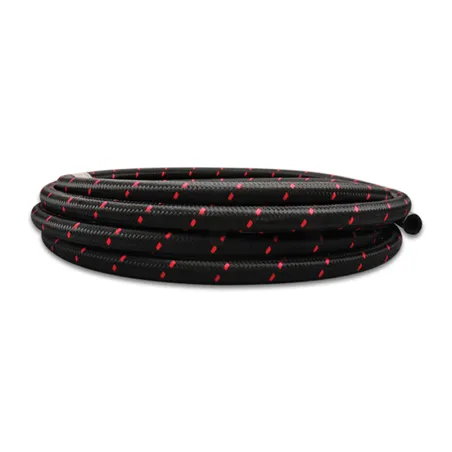 Vibrant -10 AN Two-Tone Black/Red Nylon Braided Flex Hose (10 foot roll)