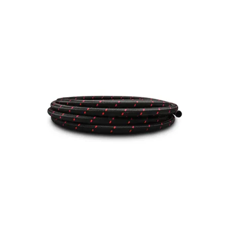 Vibrant -10 AN Two-Tone Black/Red Nylon Braided Flex Hose (10 foot roll)