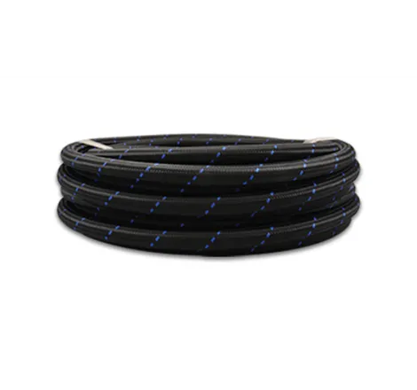 Vibrant -12 AN Two-Tone Black/Blue Nylon Braided Flex Hose (10 foot roll)