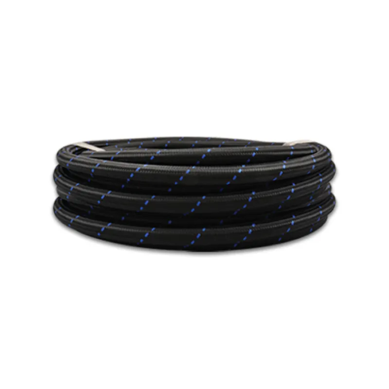 Vibrant -12 AN Two-Tone Black/Blue Nylon Braided Flex Hose (10 foot roll)