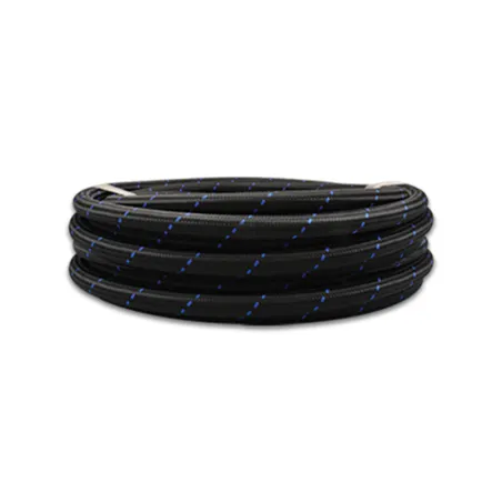 Vibrant -12 AN Two-Tone Black/Blue Nylon Braided Flex Hose (10 foot roll)