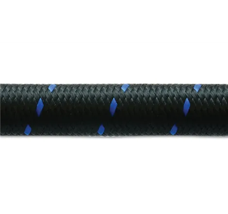 Vibrant -12 AN Two-Tone Black/Blue Nylon Braided Flex Hose (10 foot roll)