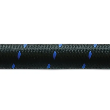 Vibrant -12 AN Two-Tone Black/Blue Nylon Braided Flex Hose (10 foot roll)