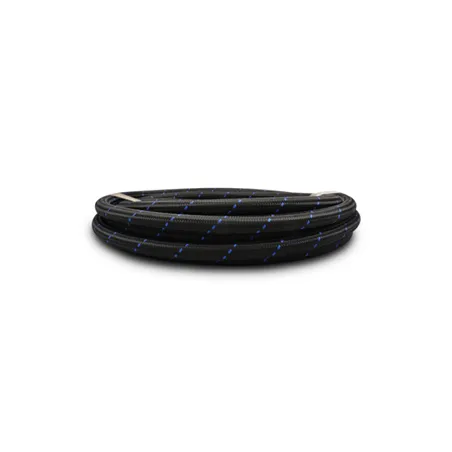 Vibrant -12 AN Two-Tone Black/Blue Nylon Braided Flex Hose (10 foot roll)