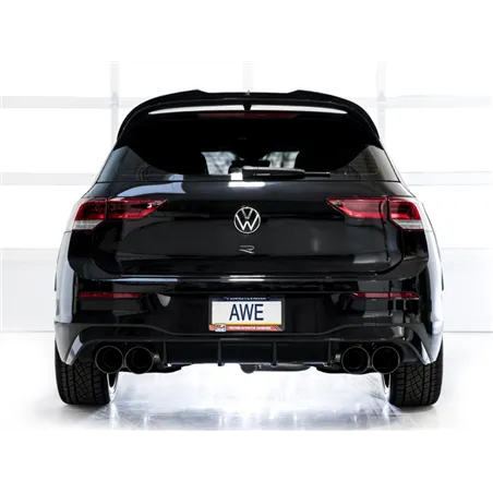 AWE MK8 Volkswagen Golf R 3in Touring Edition Quad Exhaust - Diamond Black Tips