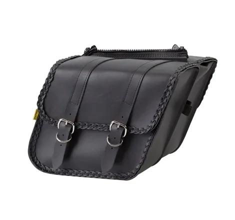 Willie & Max Universal Braided Compact Slant Saddlebags (12 in L x 9.5 W x 5.5 in H) - Black