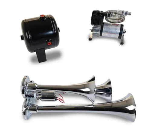 Kleinn Triple Chrome Horn Kit w/ 130 PSI Air Compressor / 1.0 gal Air Tank