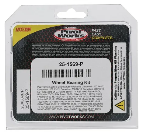 Pivot Works Aprilia, BMW, Cagiva, Moto_Guzzi Wheel Bearing Kit Premium Bearings