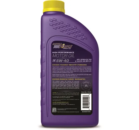 Royal Purple Premium Synthetic High Performance Euro Formula 5W-40 Motor Oil - 1 Quart