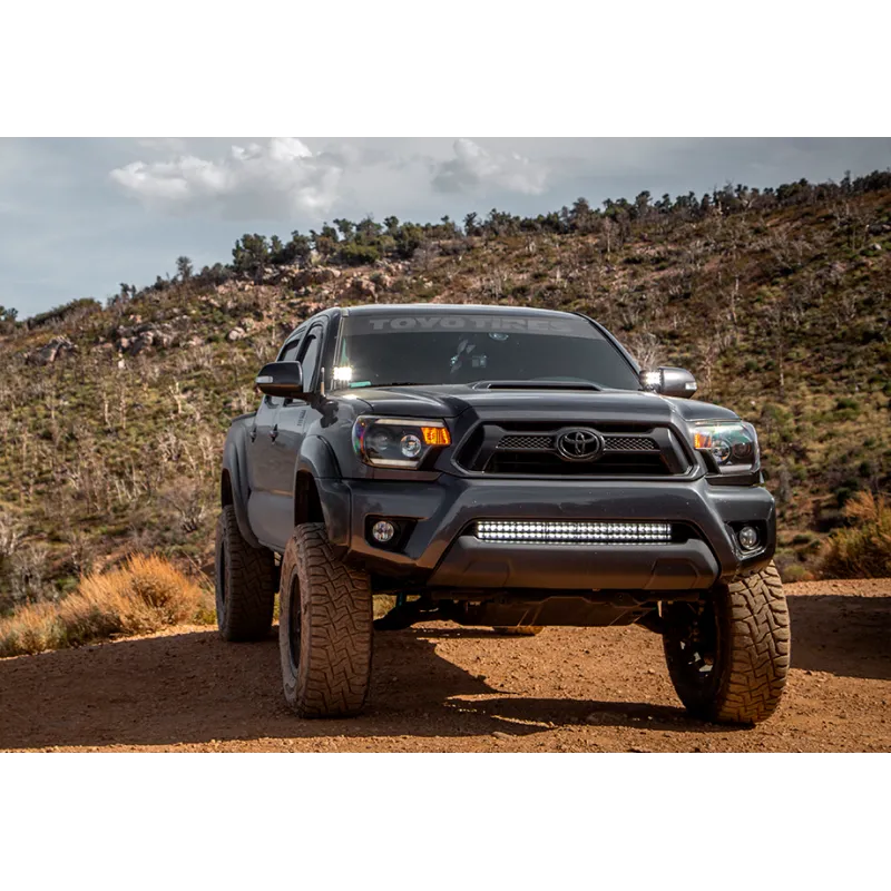 Cali Raised 05-15 Toyota Tacoma 32In Lower Bumper Hidden Led Bar Brackets Kit-Amber Backlight - Tall