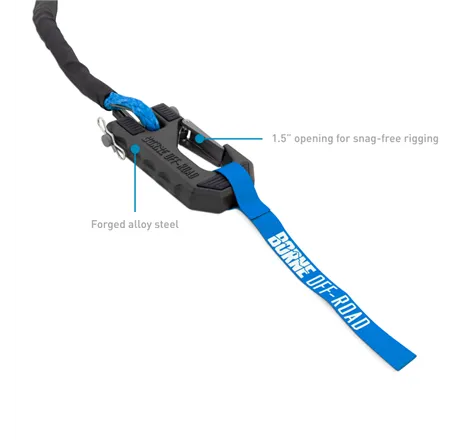 Borne Off-Road Winch Hook - 3/8in Rope - Hand Strap - Blue