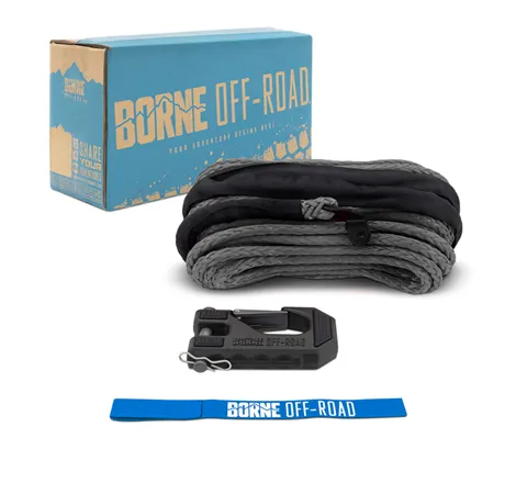 Borne Off-Road Winch Hook - 3/8in Rope - Hand Strap - Grey