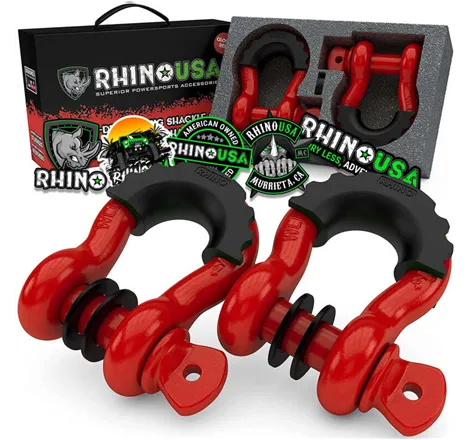 Rhino USA 3/4In D-Ring Shackle Set (2-Pack)(Red)