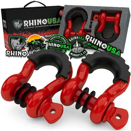 Rhino USA 3/4In D-Ring Shackle Set (2-Pack)(Red)