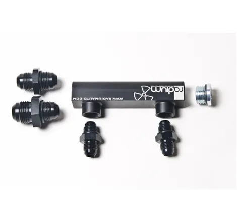 Radium Engineering Universal 4-Port Manifold - Black W/ Logo